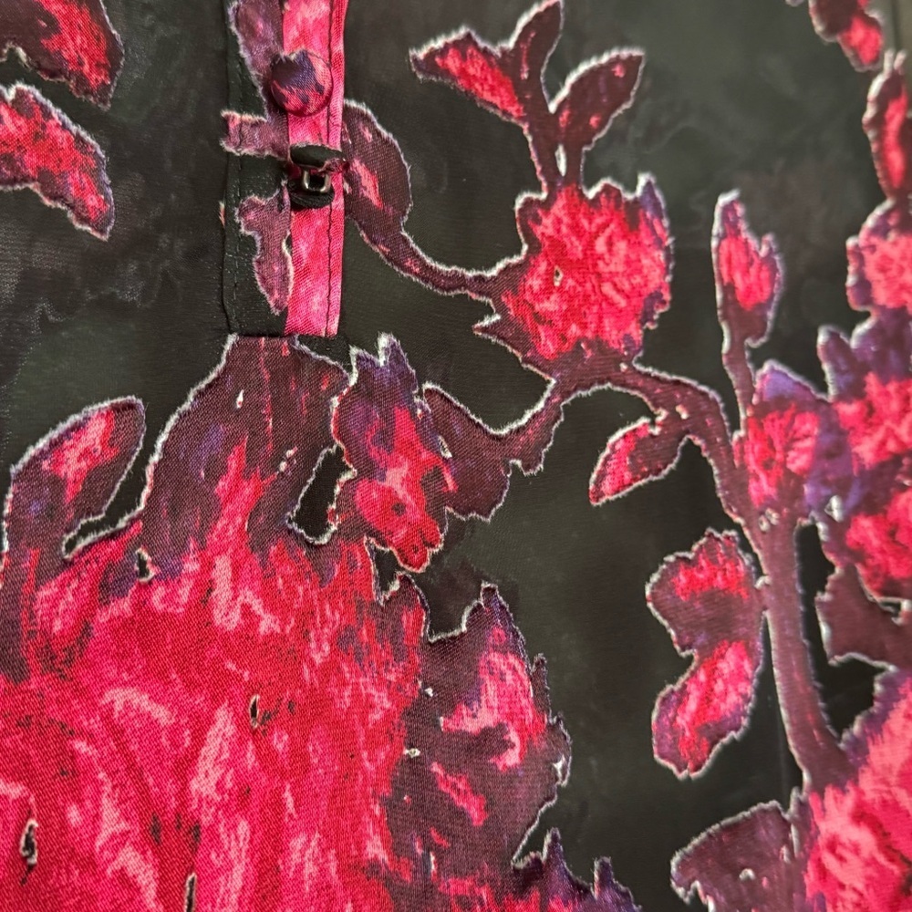 WHBM Organza Sleeve Silk Burnout Blouse - Picture 6 of 10